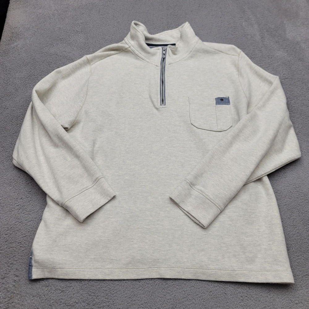 Tommy Bahama Mens XL Oatmeal Haystack Half Zip Pullover Sweatshirt Mock Neck